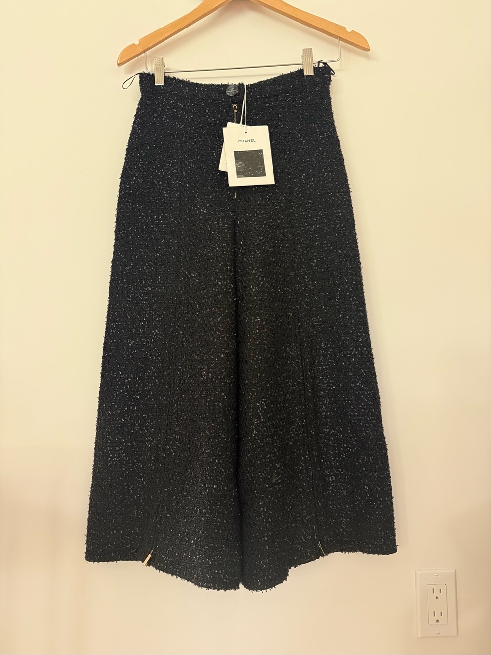 CHANEL Black Tweed Wide Leg Pants Culottes 2019 Runway